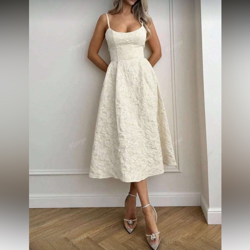 Cream floral textured dress